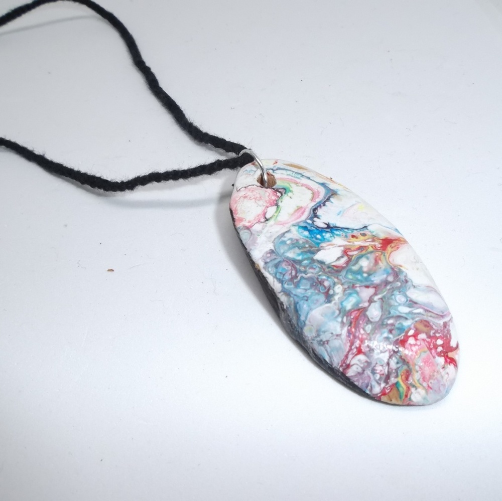 Rainbow Driftwood Handpainted Artisan Pendant